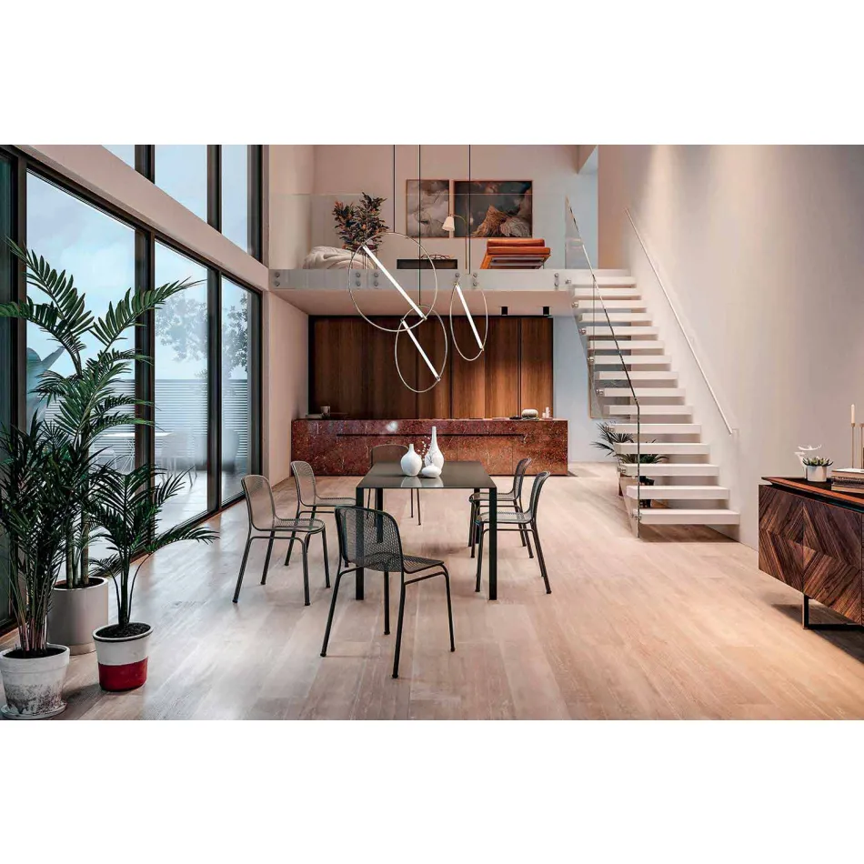 Karrige metalike në natyrë stackable Made in Italy, 4 Pieces - Prunella Viadurini