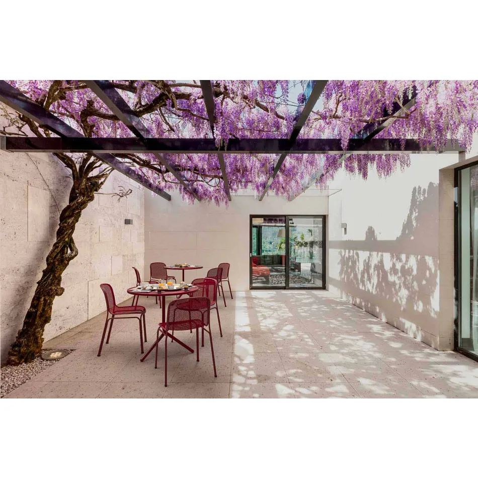 Karrige metalike në natyrë stackable Made in Italy, 4 Pieces - Prunella Viadurini