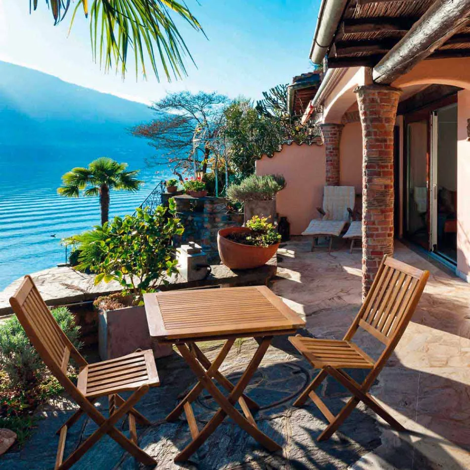 Karrige e palosshme në ambiente të jashtme në dru akacie, 2 copë - Grima Viadurini