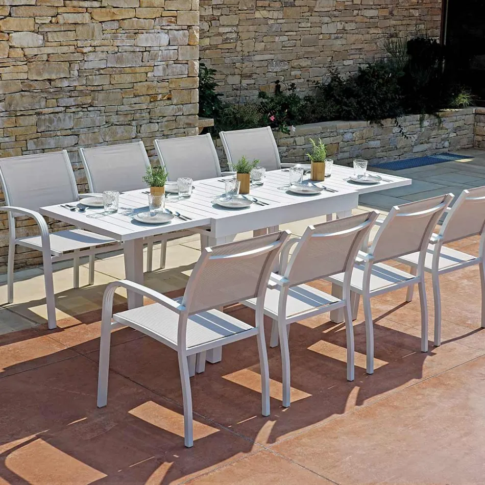 Karrige kopshti e grumbullueshme prej alumini me mbështetëse krahësh të projektuar - Gontran Viadurini