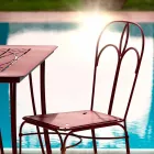 Karrige kopshti në hekur të kuq me jastëk prodhuar në Itali, 2 copë - Agat Viadurini