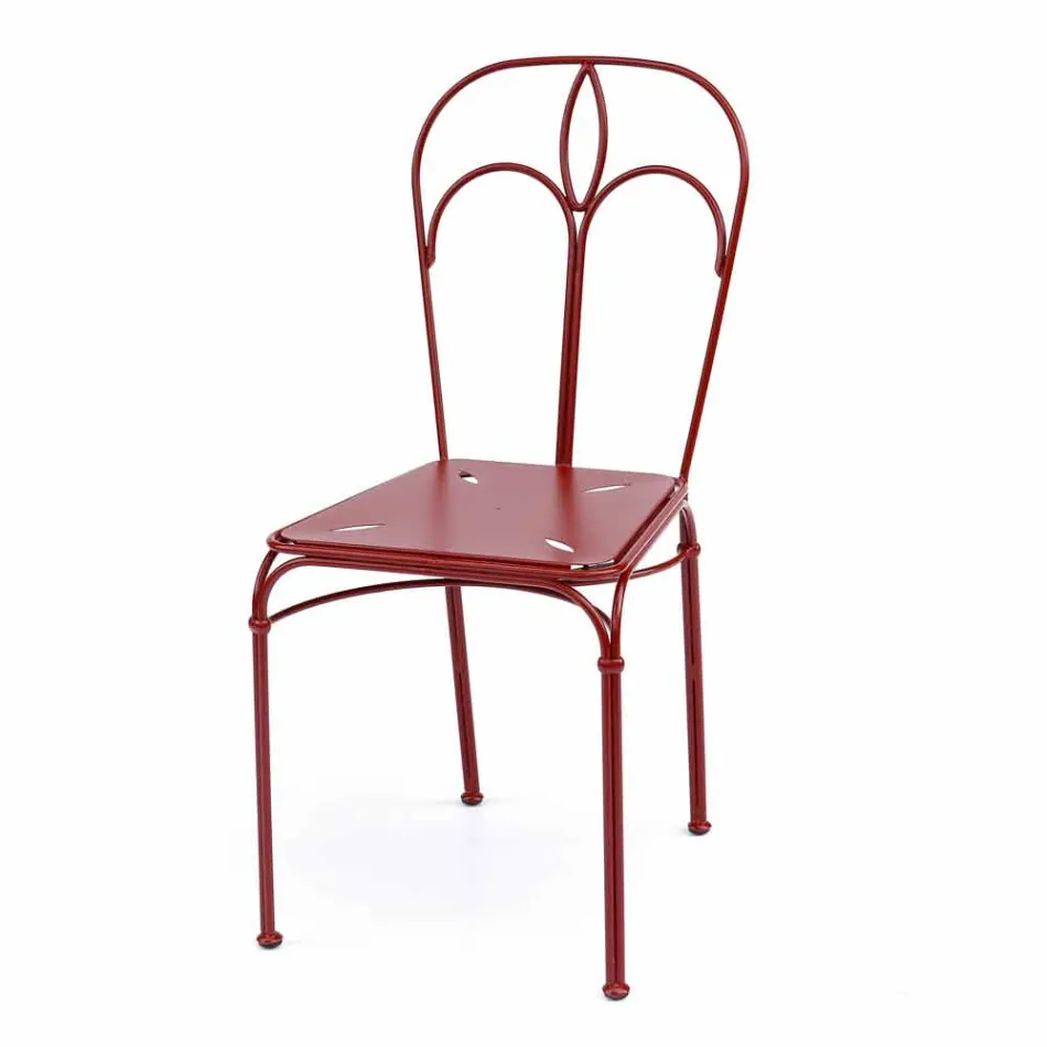 Karrige kopshti në hekur të kuq me jastëk prodhuar në Itali, 2 copë - Agat Viadurini