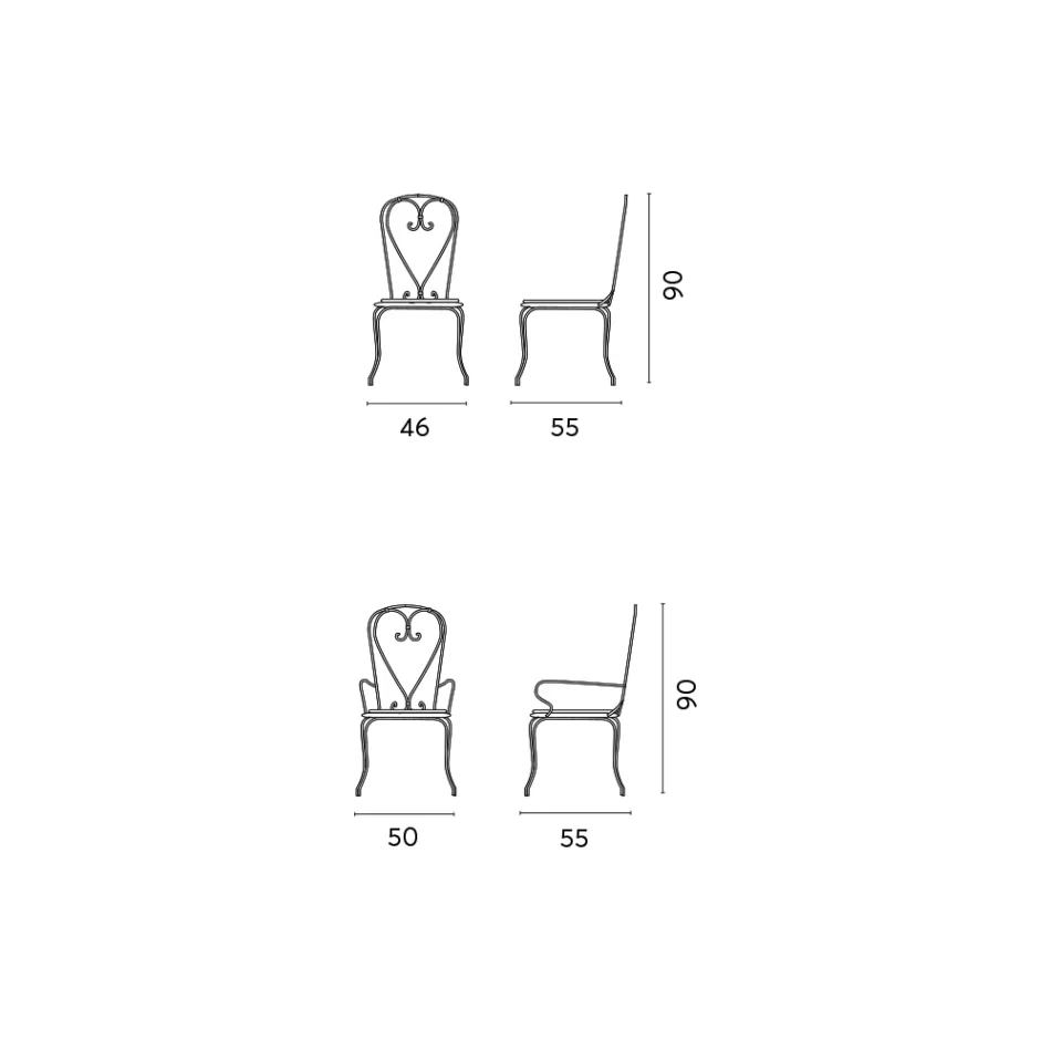 Karrige kopshti në hekur të lyer me ngjyrë të zezë me strukturë të grumbullueshme - Nacim Viadurini