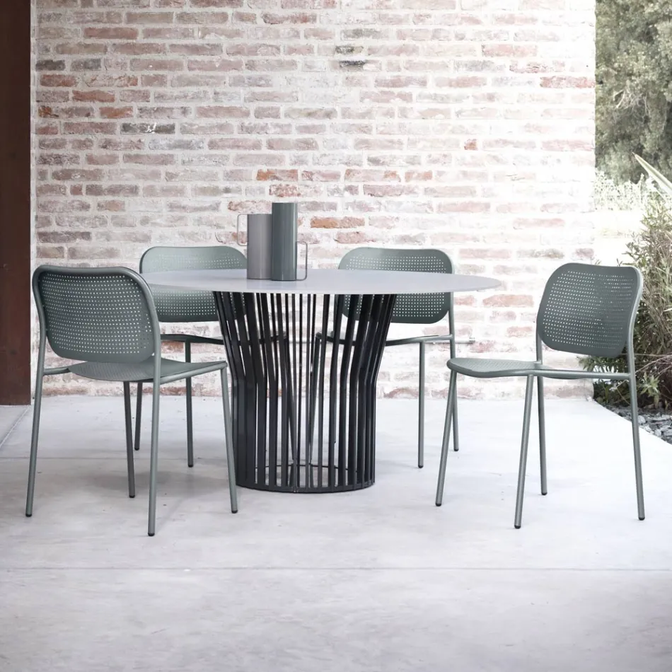 Karrige kopshti në metal të lyer Prodhuar në Itali 2 Copë - Synergy Viadurini