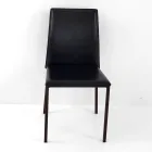 Karrige ngrënieje me strukturë Corten dhe sedilje lëkure Prodhuar në Itali - Orietta Viadurini