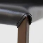 Karrige ngrënieje me strukturë Corten dhe sedilje lëkure Prodhuar në Itali - Orietta Viadurini