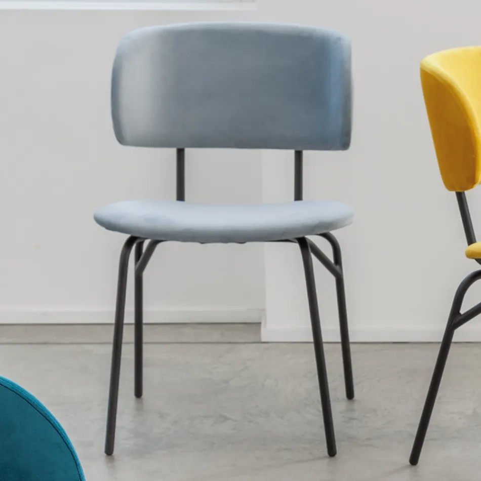 Karrige e ngrënies në metal dhe kadife rezistente ndaj njollave, 2 copë - Valnerina Viadurini