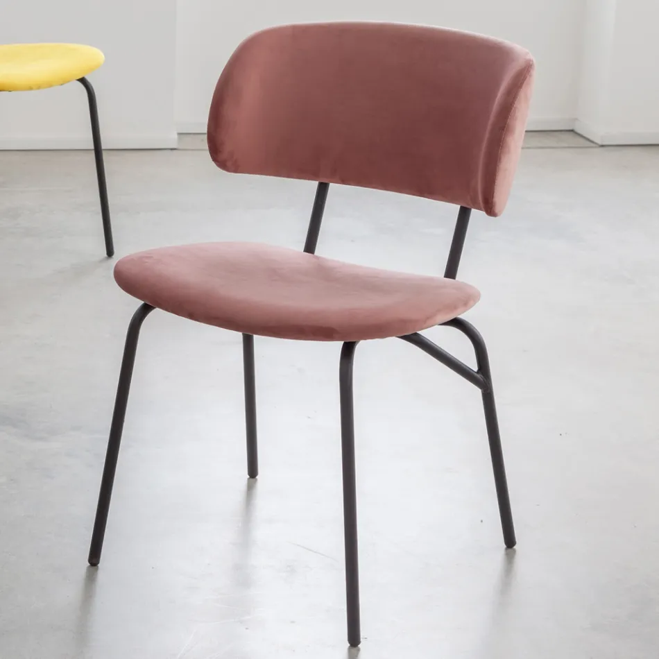 Karrige e ngrënies në metal dhe kadife rezistente ndaj njollave, 2 copë - Valnerina Viadurini