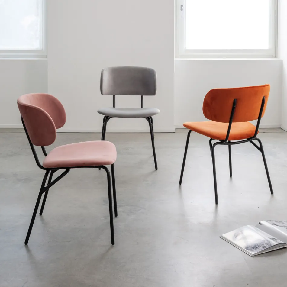 Karrige e ngrënies në metal dhe kadife rezistente ndaj njollave, 2 copë - Valnerina Viadurini