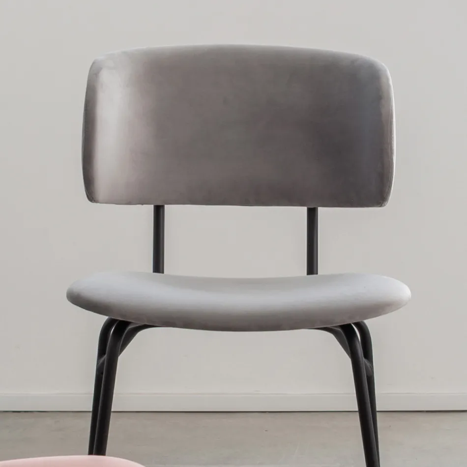 Karrige e ngrënies në metal dhe kadife rezistente ndaj njollave, 2 copë - Valnerina Viadurini