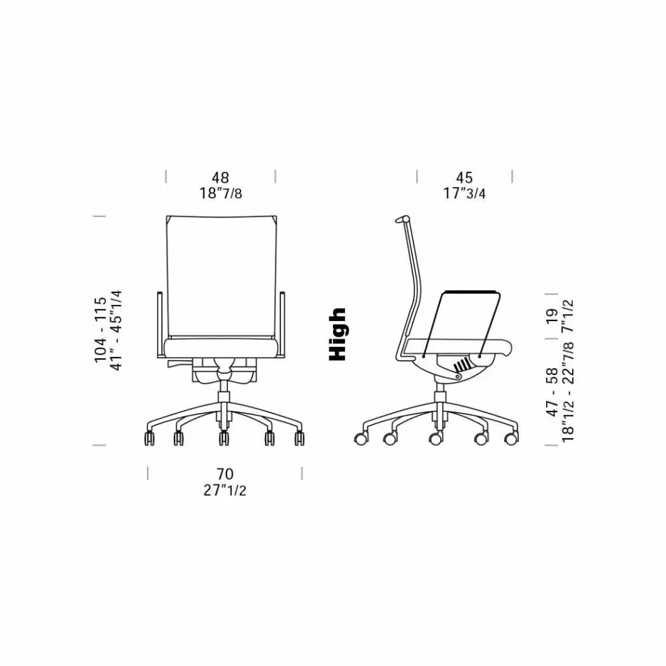 Karrige Ergonomic Swivel Office Desk me Rrota dhe Mbështetëse Krahësh - Gimiglia Viadurini