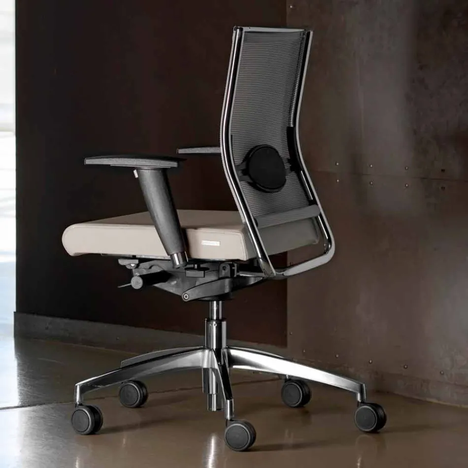 Karrige Ergonomic Swivel Office Desk me Rrota dhe Mbështetëse Krahësh - Gimiglia Viadurini