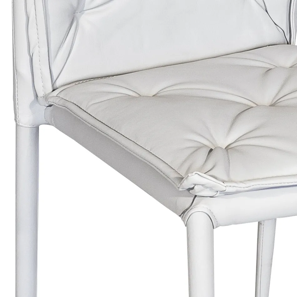 Karrige e dhomës së ndenjes me strukturë dhe sedilje prej lëkure artificiale Made in Italy - Grogu Viadurini