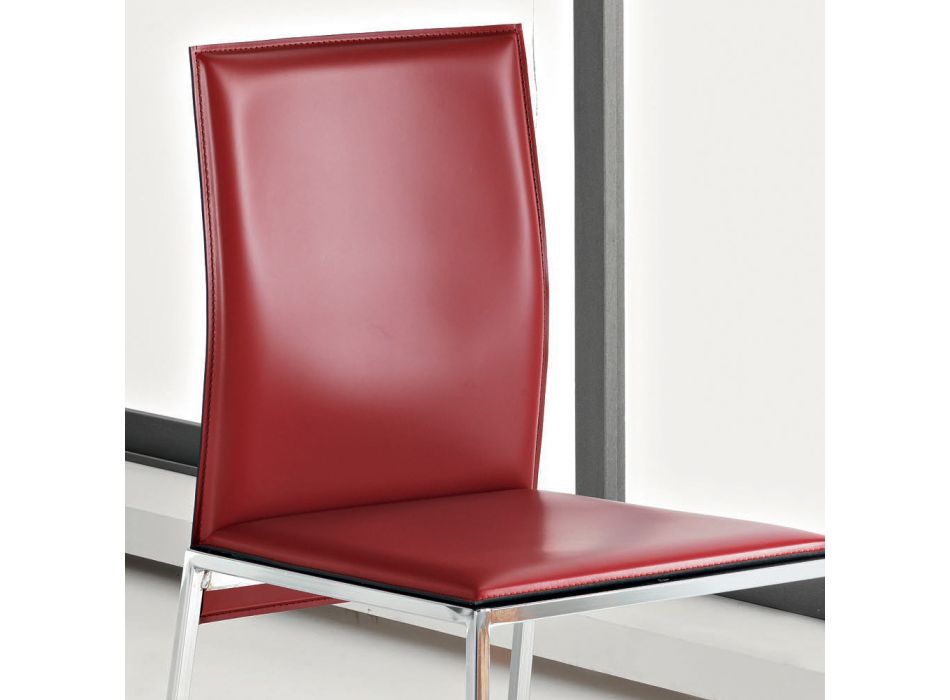 Dizajni karrige e dhomës së ndenjes me metal krom dhe lëkurë të rigjeneruar - Gautier Viadurini