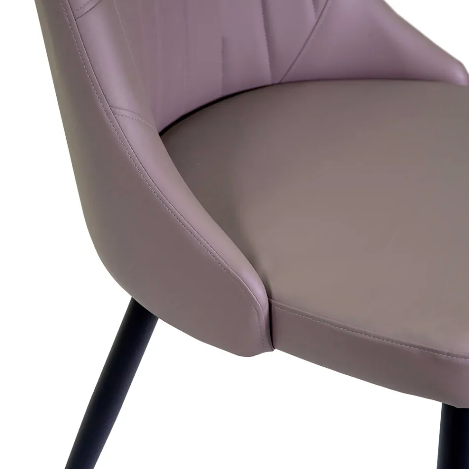 Karrige e dhomës së ndenjes prej metali dhe lëkure eko me veshje të ndryshme - Onde Viadurini