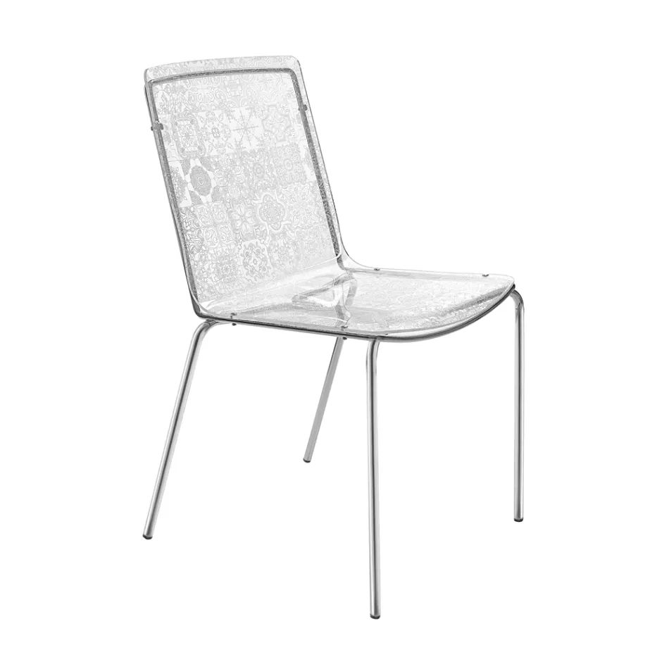 Karrige e dhomës së ndenjes me pleksiglas dhe hekur Prodhuar në Itali, 2 copë - Pumbaa Viadurini