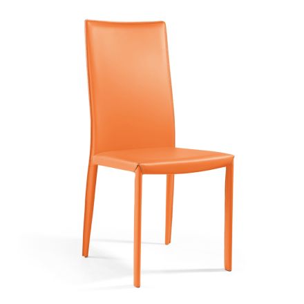 Karrige e dhomës së ndenjes me lëkurë të rigjeneruar portokalli Made in Italy - Ride Viadurini