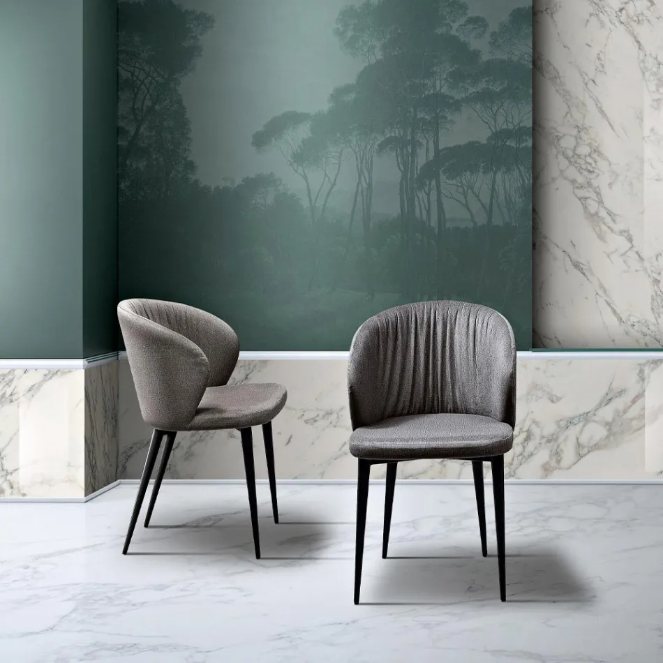 Karrige e dhomës së ndenjes me pëlhurë dhe hi me dizajn elegant - Reginaldo Viadurini