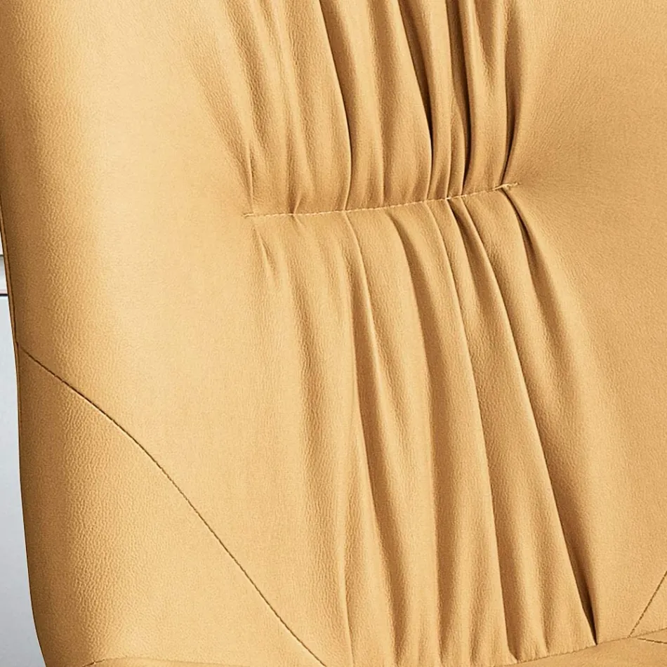 Karrige e dhomës së ndenjes me pëlhurë fibrash me efekt lëkure dhe metal, prodhim në Itali - Gohan Viadurini