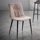 Karrige e dhomës së ndenjes në pëlhurë fibrash me efekt lëkure dhe metal, prodhim në Itali - Gohan Viadurini