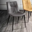 Karrige e dhomës së ndenjes në pëlhurë fibrash me efekt lëkure dhe metal, prodhim në Itali - Gohan Viadurini