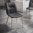 Karrige e dhomës së ndenjes në pëlhurë fibrash me efekt lëkure dhe metal, prodhim në Itali - Gohan Viadurini