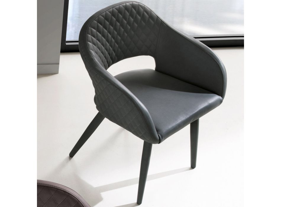 Karrige dhe këmbët e karriges së dhomës së ndenjes me 2 copë Eko-lëkurë të mbushur - Cupiolo Viadurini