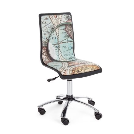 Karrige zyre e rrotullueshme prej çeliku dhe eko-lekure me printim harte - Lollo Viadurini