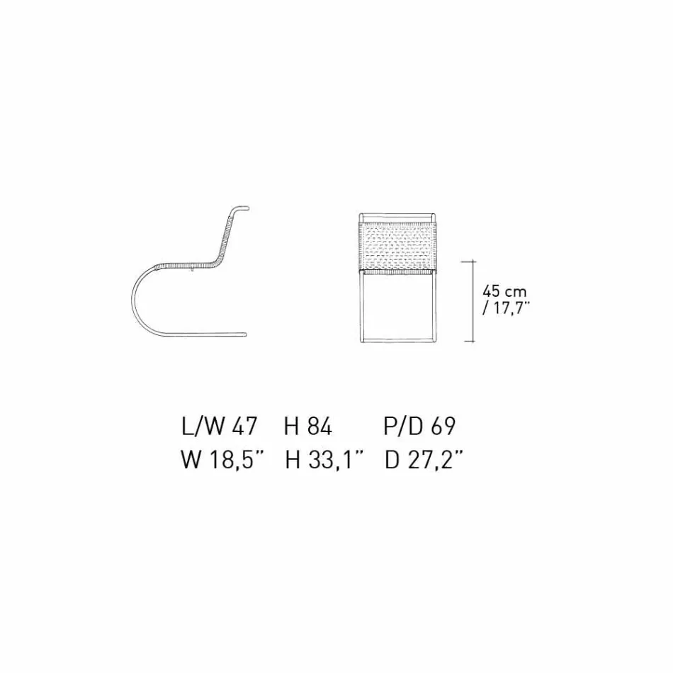 Karrige zyre në kallam natyral dhe çelik të kromuar të prodhuar në Itali - Formentera Viadurini