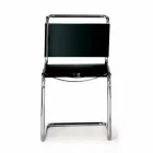 Karrige zyre lëkure me strukturë çeliku të kromuar Prodhuar në Itali - Elite Viadurini