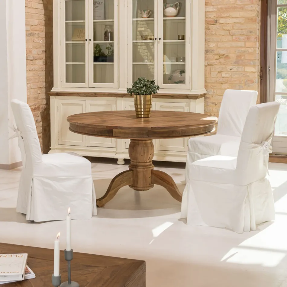 Karrige e dekoruar me hark për dhomën e ndenjes prej druri dhe pambuku - rrëshqitje Viadurini