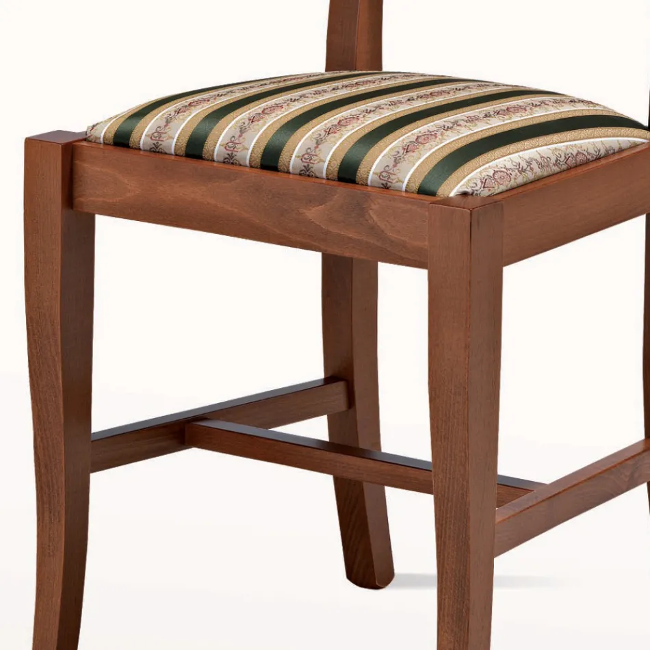 Karrige me dizajn klasik në dru dhe sedilje në pëlhurë Prodhuar në Itali - Dorina Viadurini