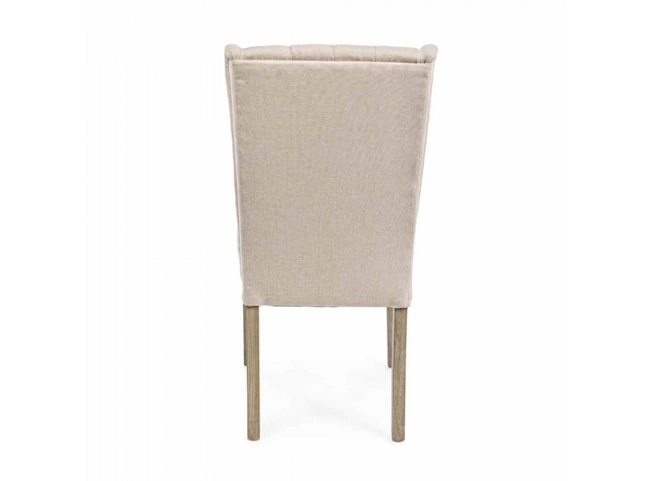 Karrige me dizajn klasik në pëlhurë dhe dru lisi 2 copë Homemotion - Forla Viadurini