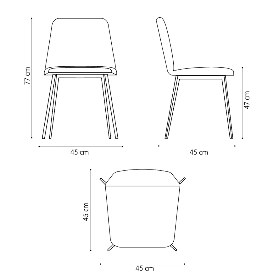 Karrige lëkure luksoze me këmbë metalike Prodhuar në Itali, 2 Copë - Molde Viadurini