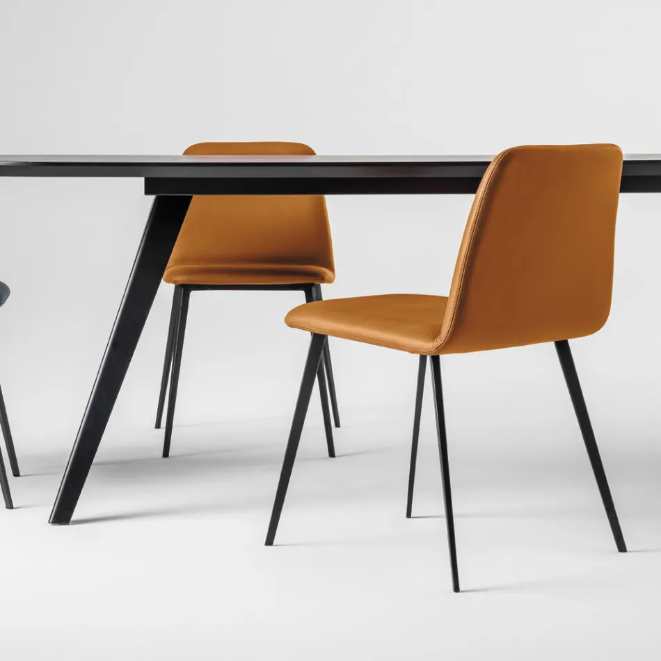 Karrige lëkure luksoze me këmbë metalike Prodhuar në Itali, 2 Copë - Molde Viadurini