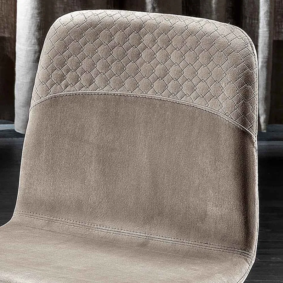 Karrige elegante e Dizajnit Modern në Kadife dhe Dru me Ngjyrë - Bizet Viadurini