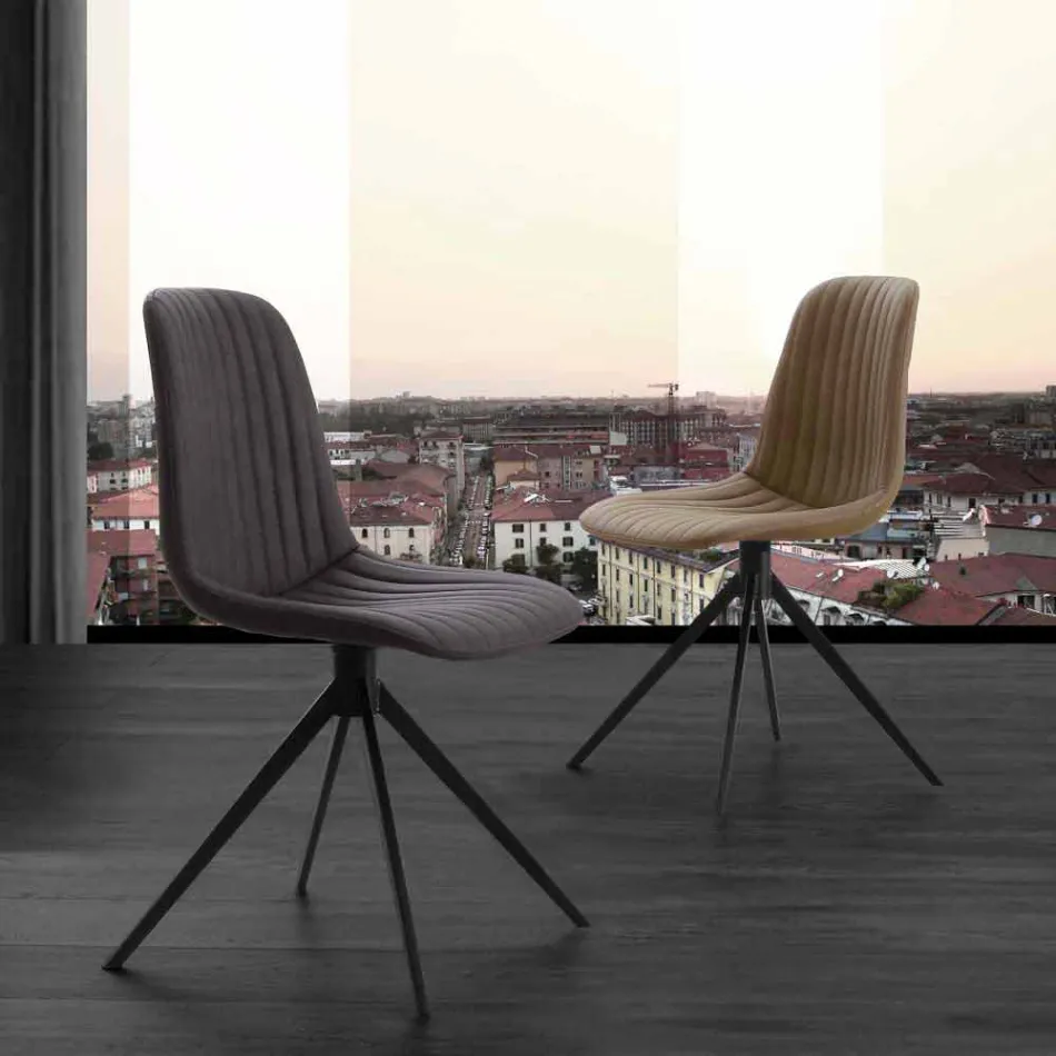 Karrige e veshur me susta në eko nubuck dhe metal, dizajn modern, Taranto Viadurini