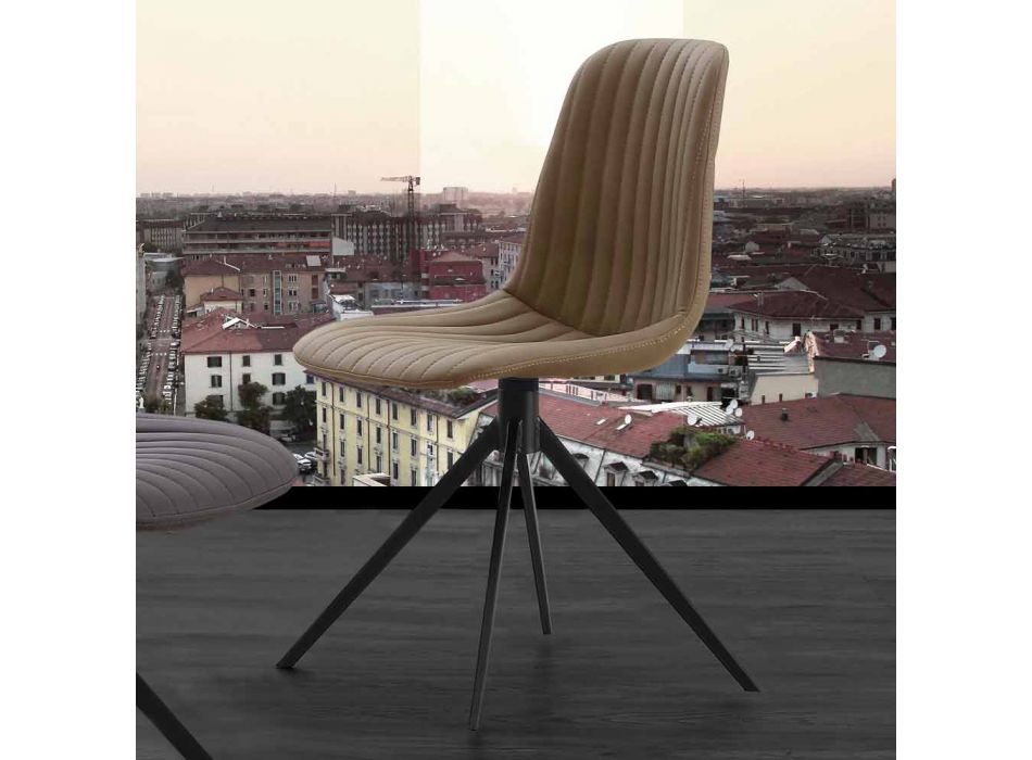 Karrige e veshur me susta në eko nubuck dhe metal, dizajn modern, Taranto Viadurini