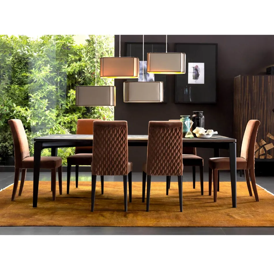 Karrige e ndenjur e ngurtë druri Grilli Zarafa e bërë në Itali, 2 copë Viadurini