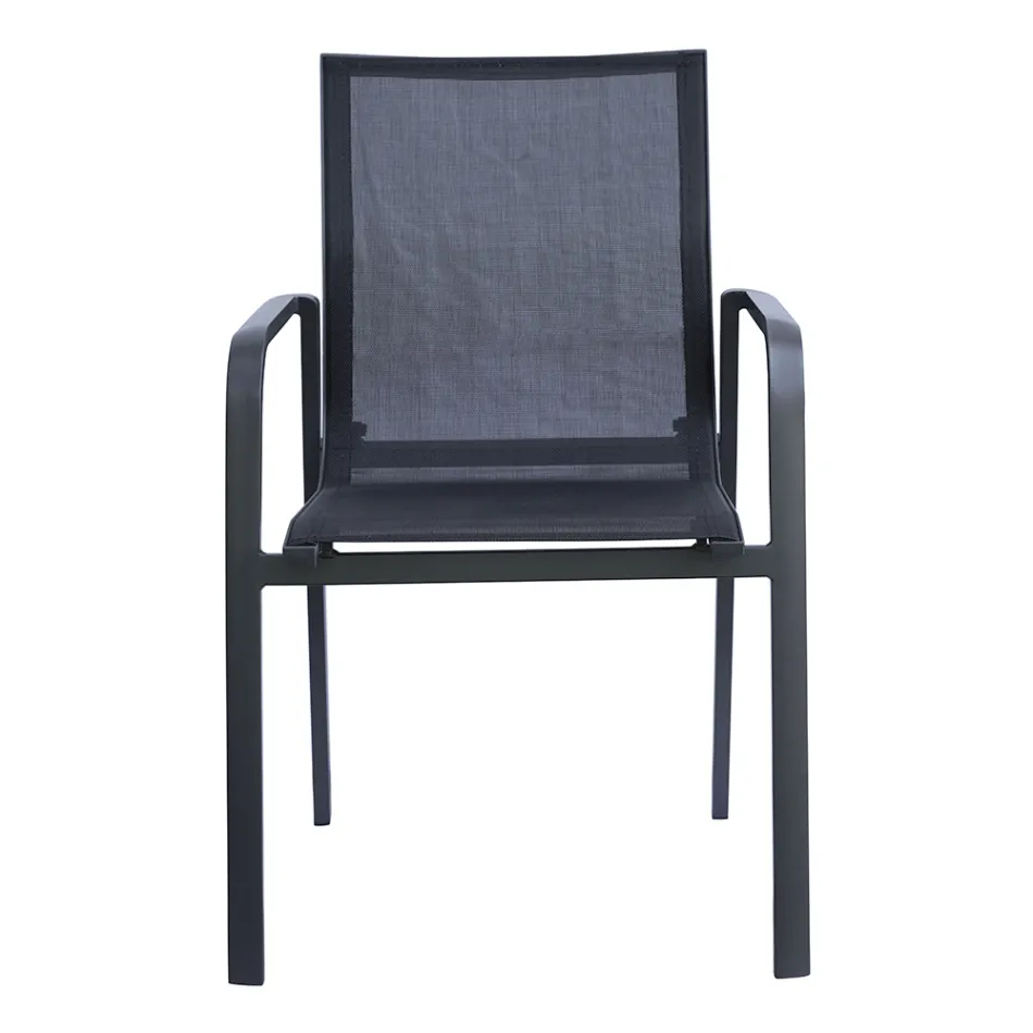 Karrige e stivueshme me krahë prej alumini dhe tekstile të bardhë ose gri - Greenstyle Viadurini