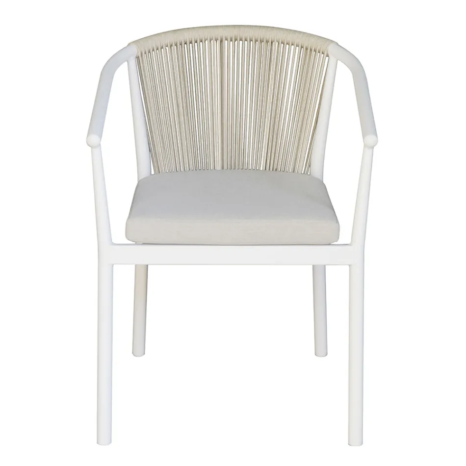 Karrige e stivueshme me sedilje alumini me jastëk dhe shpinë me litar - Aria Viadurini