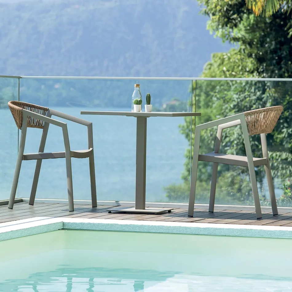 Karrige e stivueshme me sedilje prej tekstili dhe shpinë me thurje të përdredhur - Passion Viadurini