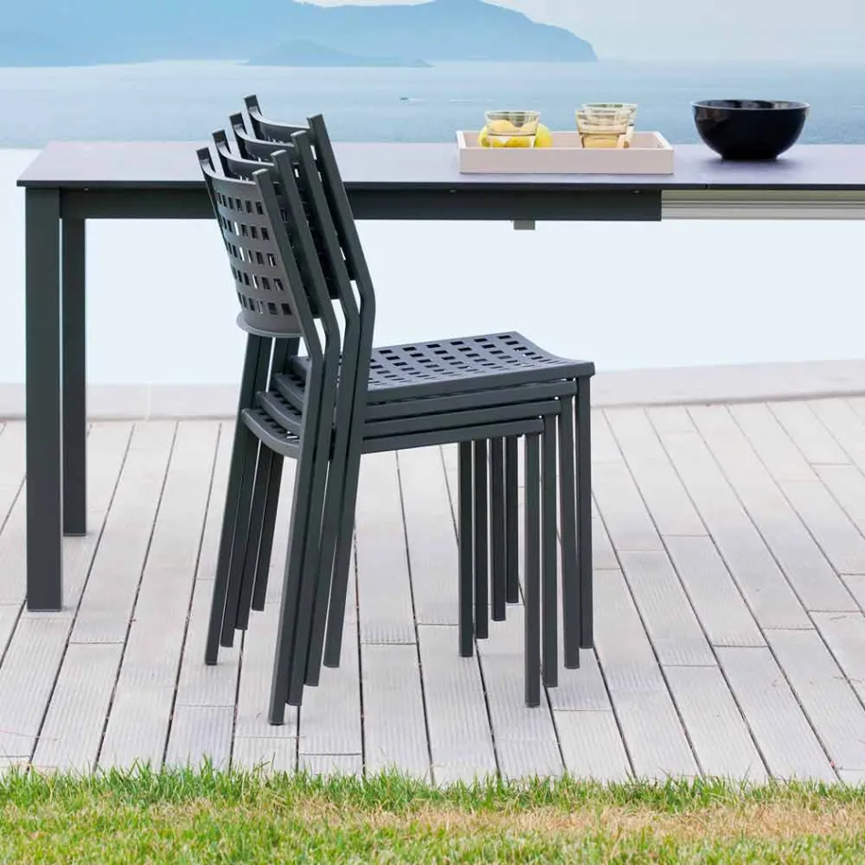 Karrige në natyrë stabile në Metal pikturuar Made in Italy, 8 copë - Lina Viadurini