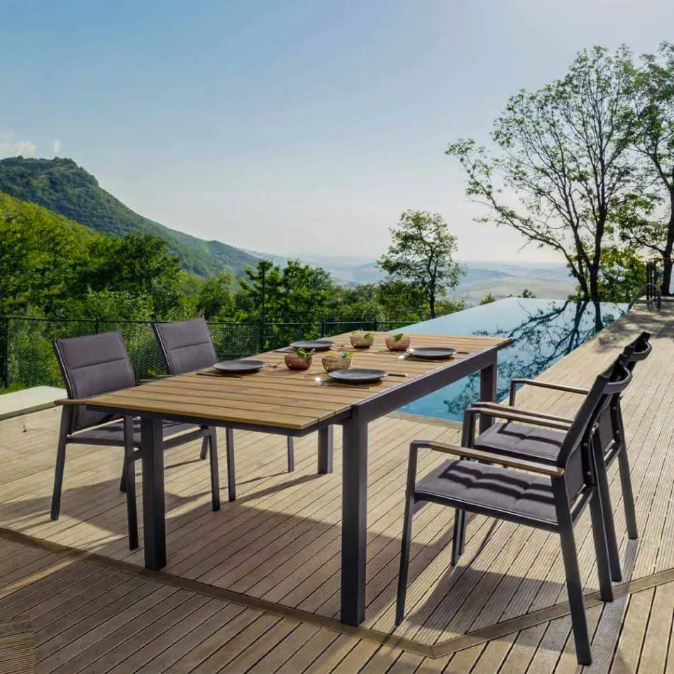 Karrige e jashtme e pirgshme në Aluminium Tekstil dhe Antracit, 6 Copë - Urbane Viadurini