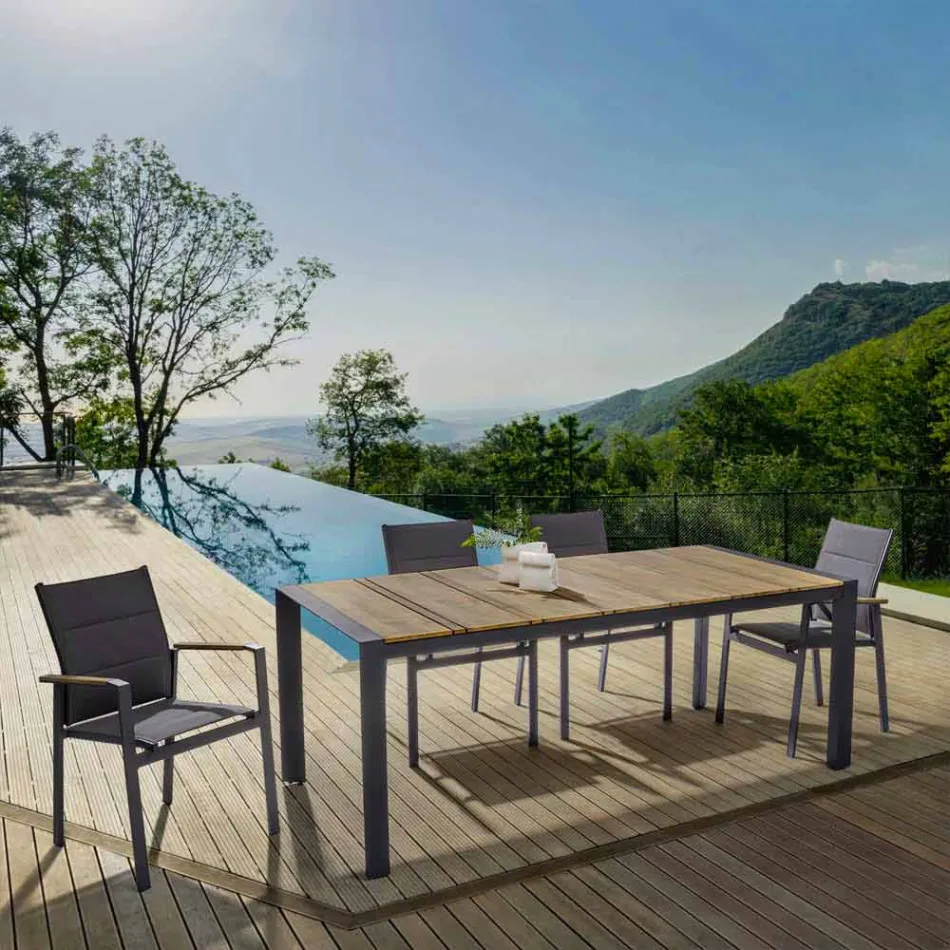 Karrige e jashtme e pirgshme në Aluminium Tekstil dhe Antracit, 6 Copë - Urbane Viadurini