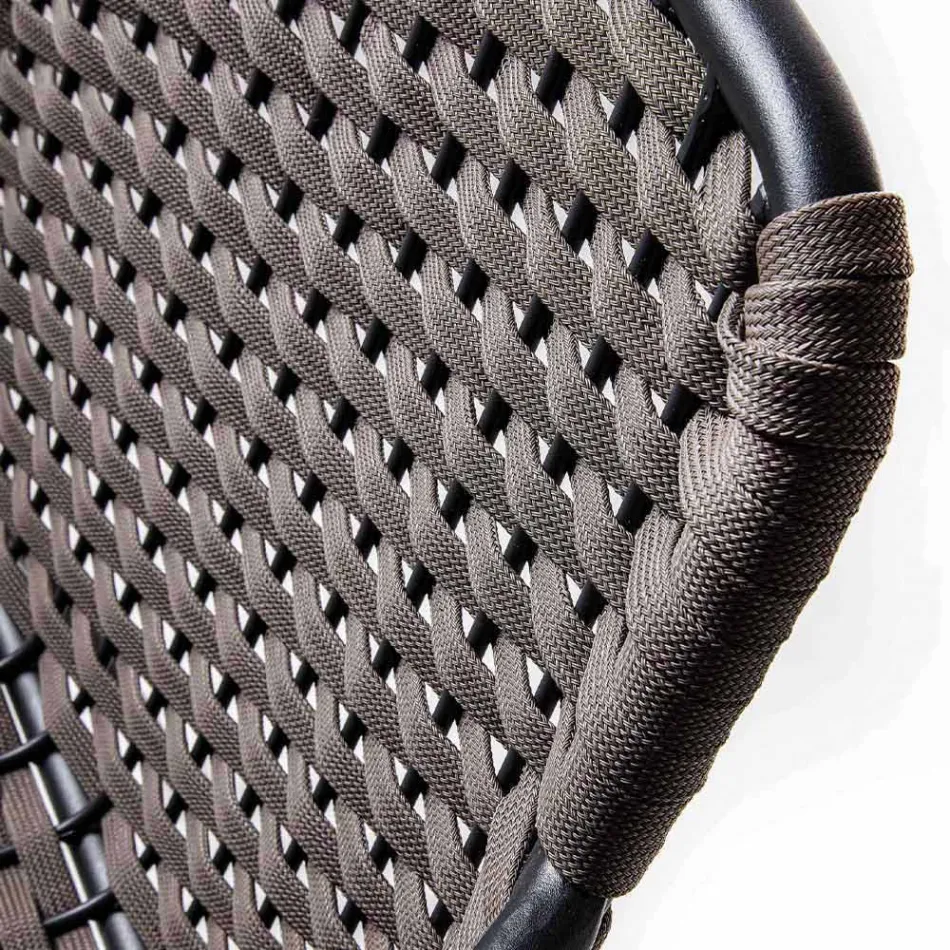 Karrige e stackable Garden me Armrests Metal dhe litar, 4 Copë - Kabare Viadurini