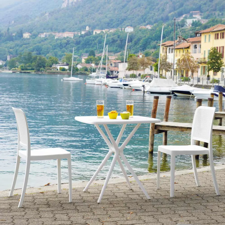 Karrige kopshti e grumbullueshme nga polipropileni dhe tekstil me fije qelqi - Ciop Viadurini