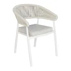 Karrige alumini e grumbullueshme me jastëk litar dhe mbështetëse - Frescultura Viadurini