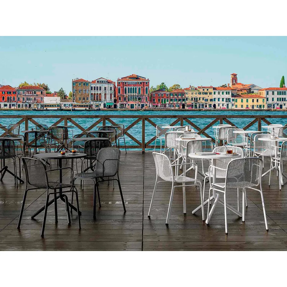 Karrige metalike në natyrë stackable Made in Italy, 4 Pieces - Verna Viadurini