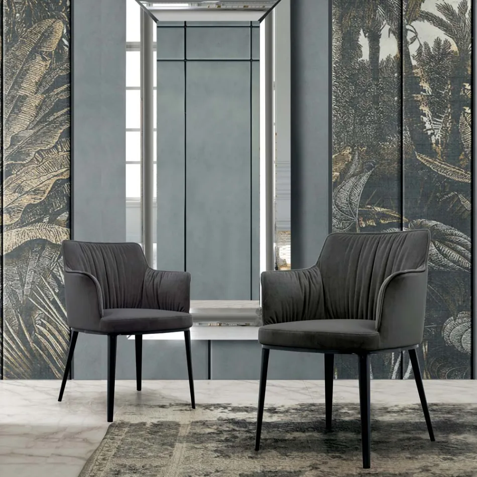 Karrige çeliku me sedilje të mbuluar me kadife Prodhuar në Itali - Arisa Viadurini